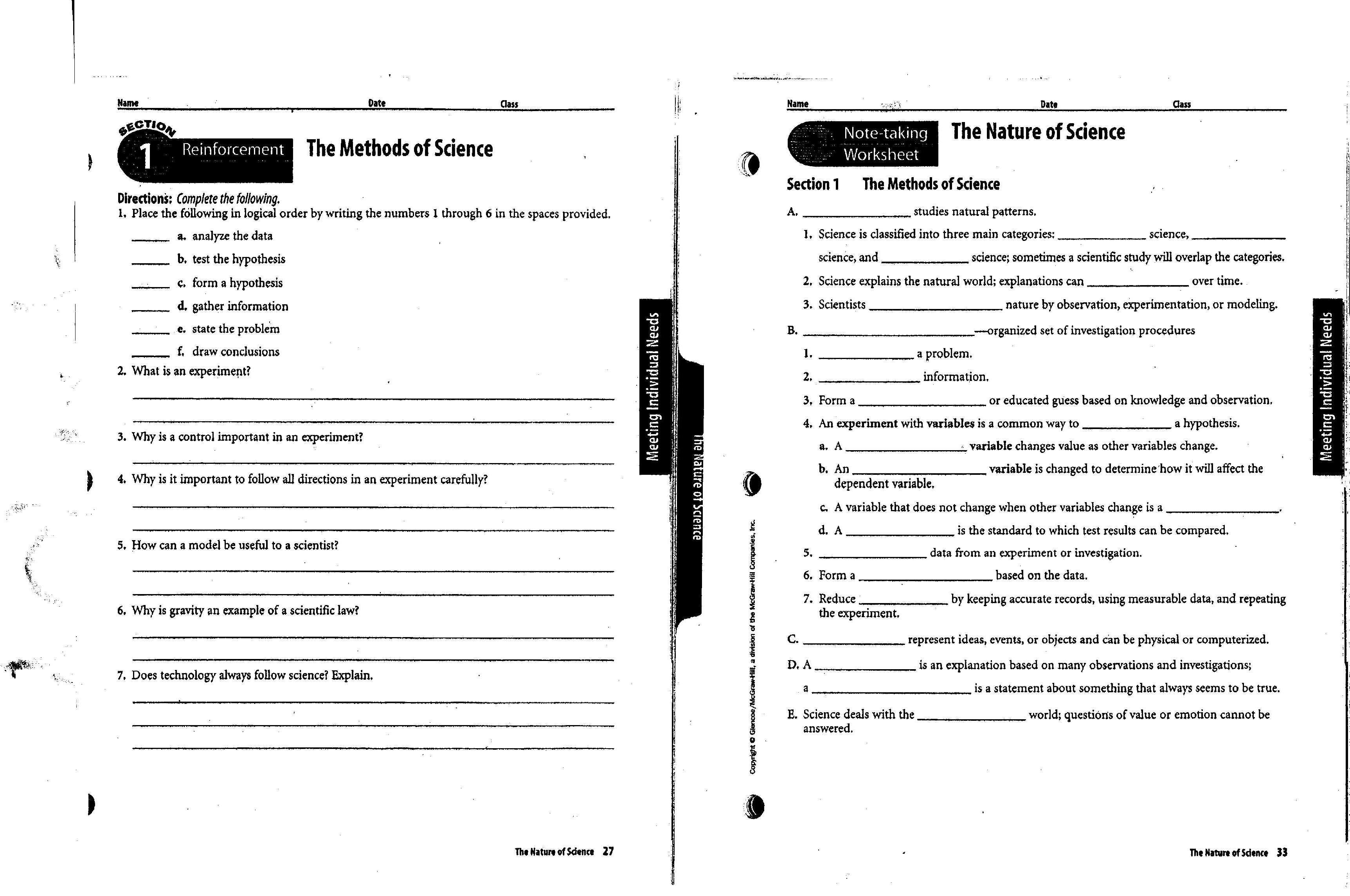 The Nature Of Science Worksheet Answers : Objects Found In Nature View